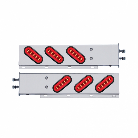 2-1/2" Bolt Pattern SS Spring Loaded Bar With 6X 22 Red LED 6" Oval GloLight & Grommet -Clear Lens (