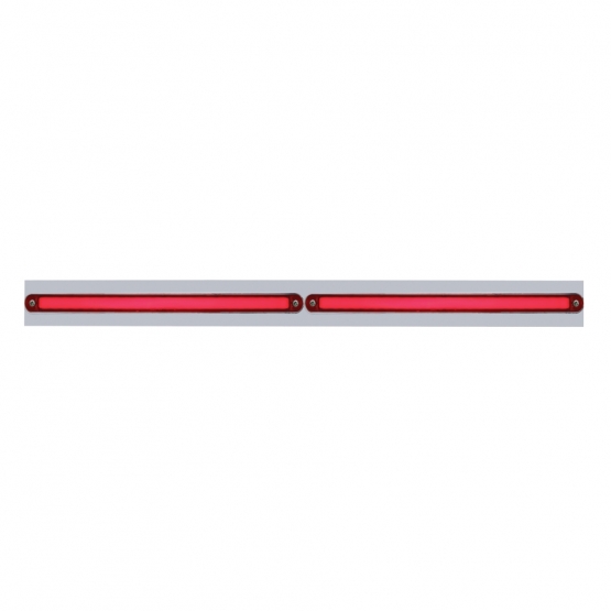 Chrome Top Mud Flap Plate With Two 24 LED 12" GloLight Bars - Red LED/Red Lens (Each)