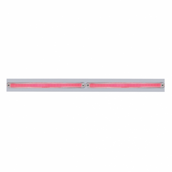 Chrome Top Mud Flap Plate With Two 24 LED 12" GloLight Bars - Red LED/Clear Lens (Each)
