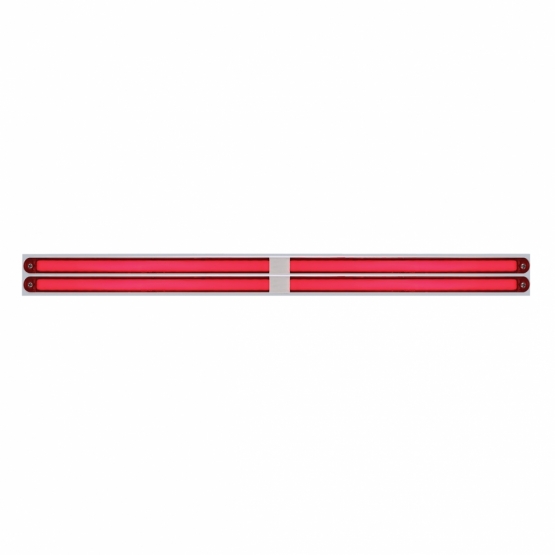 Chrome Top Mud Flap Plate With Four 24 LED 12" GloLight Bars - Red LED/Red Lens (Each)