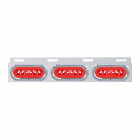 Stainless Top Mud Flap Bracket With 3X 22 LED 6" Oval GloLight & Visors - Red LED/Red Lens (Each)