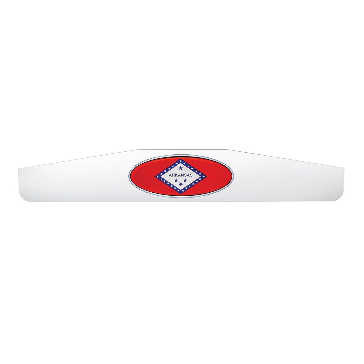 4" X 24" Chrome Bottom Mud Flap Weight With Oval Arkansas Flag Emblem