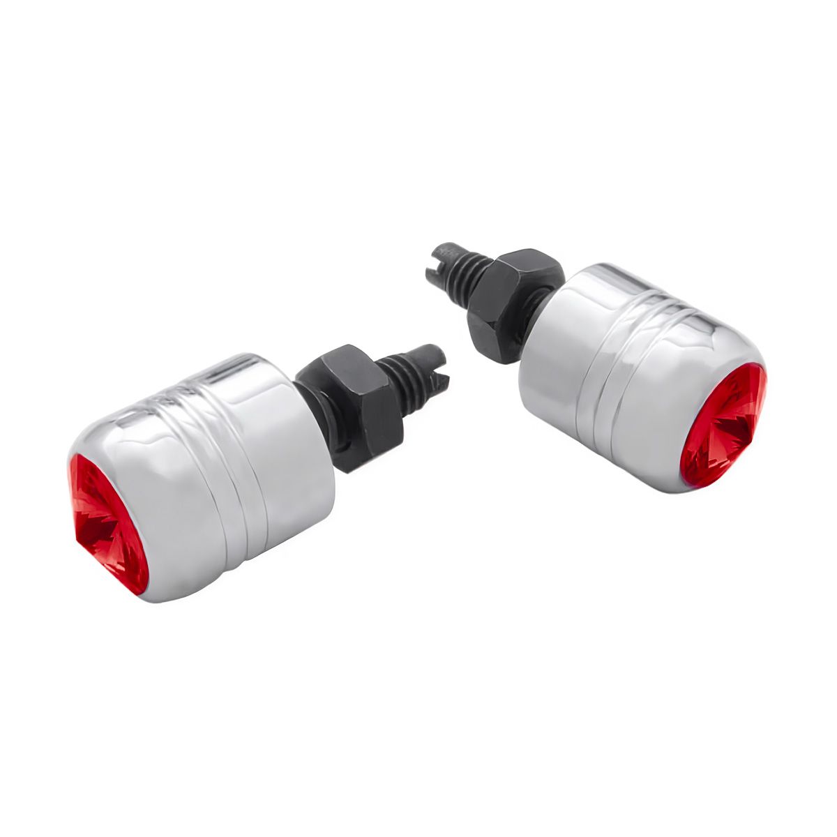 Chrome Aluminum License Plate Fastener With Red Crystal (2-Pack)