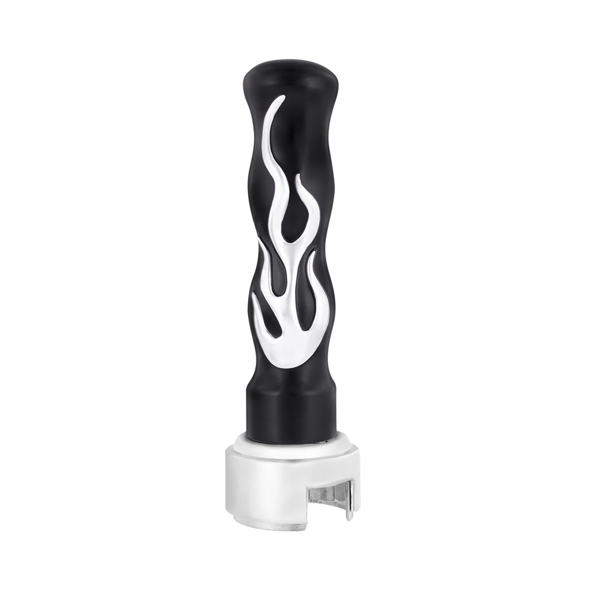 Thread-On Flame Gearshift Knob With Adapter For Eaton Fuller 13/15/18 Speed - Black With Chrome Flam