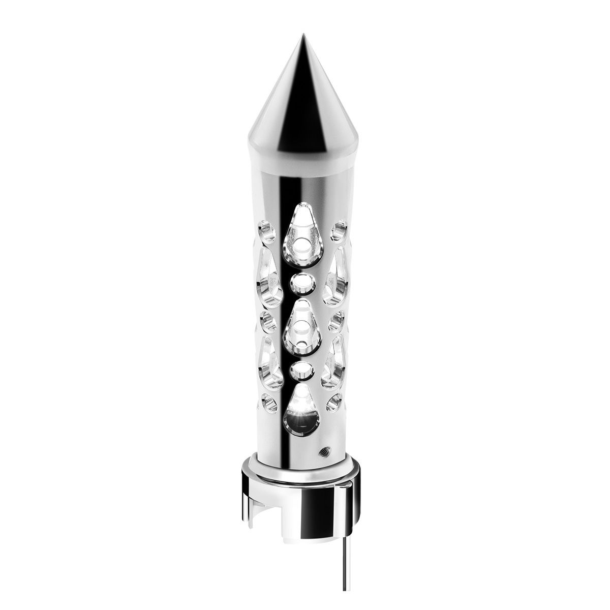 Brooklyn Style Spike Gearshift Knob With LED 13/15/18 Speed Adapter - Chrome/White LED