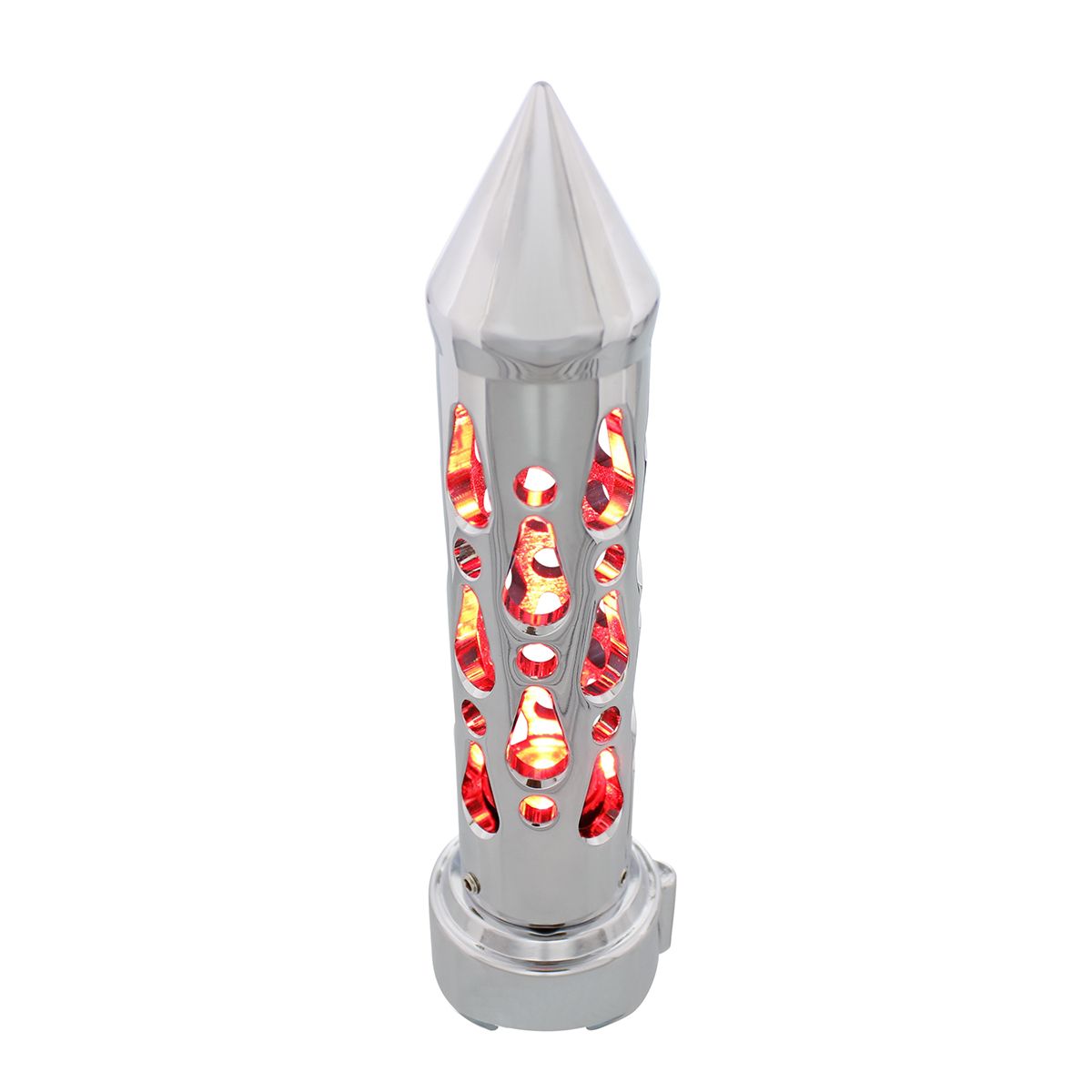 Brooklyn Style Spike Gearshift Knob With LED 9/10 Speed Adapter - Chrome/Red LED