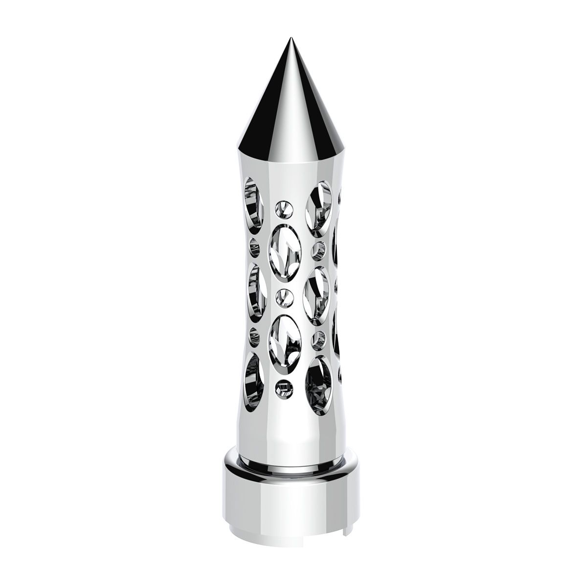 M30X3.5 Thread-On Daytona Style Spike Gearshift Knob With 9/10 Speed Adapter - Chrome/Vertical