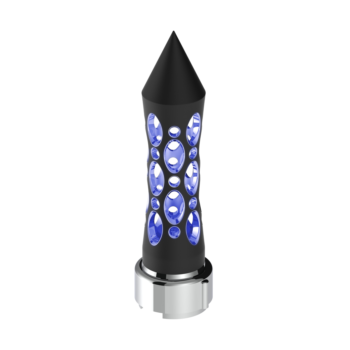 Thread-On Daytona Style Spike Gearshift Knob With LED 9/10 Speed Adapter - Black/Blue LED