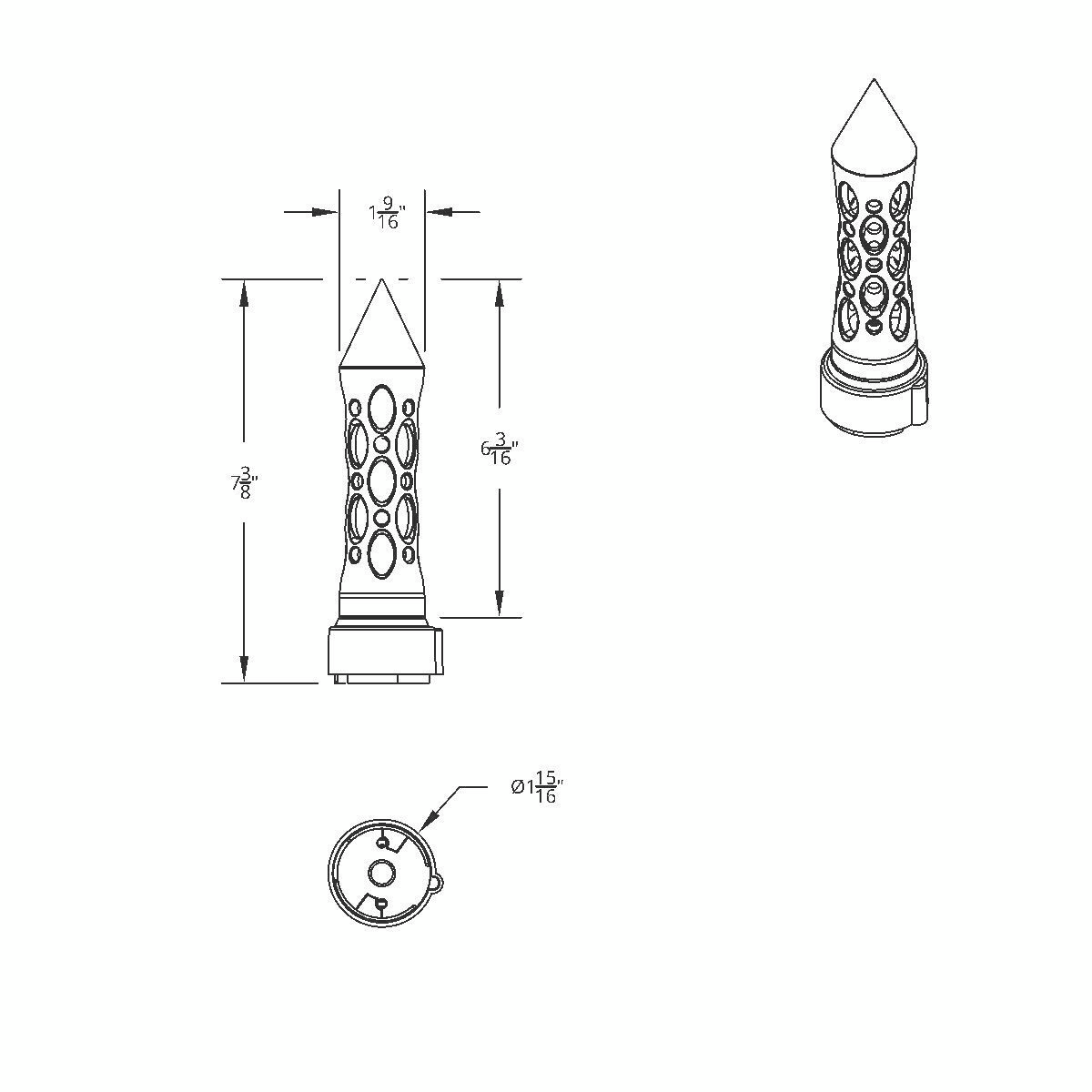Thread-On Daytona Style Spike Gearshift Knob With LED 9/10 Speed Adapter - Black/Blue LED
