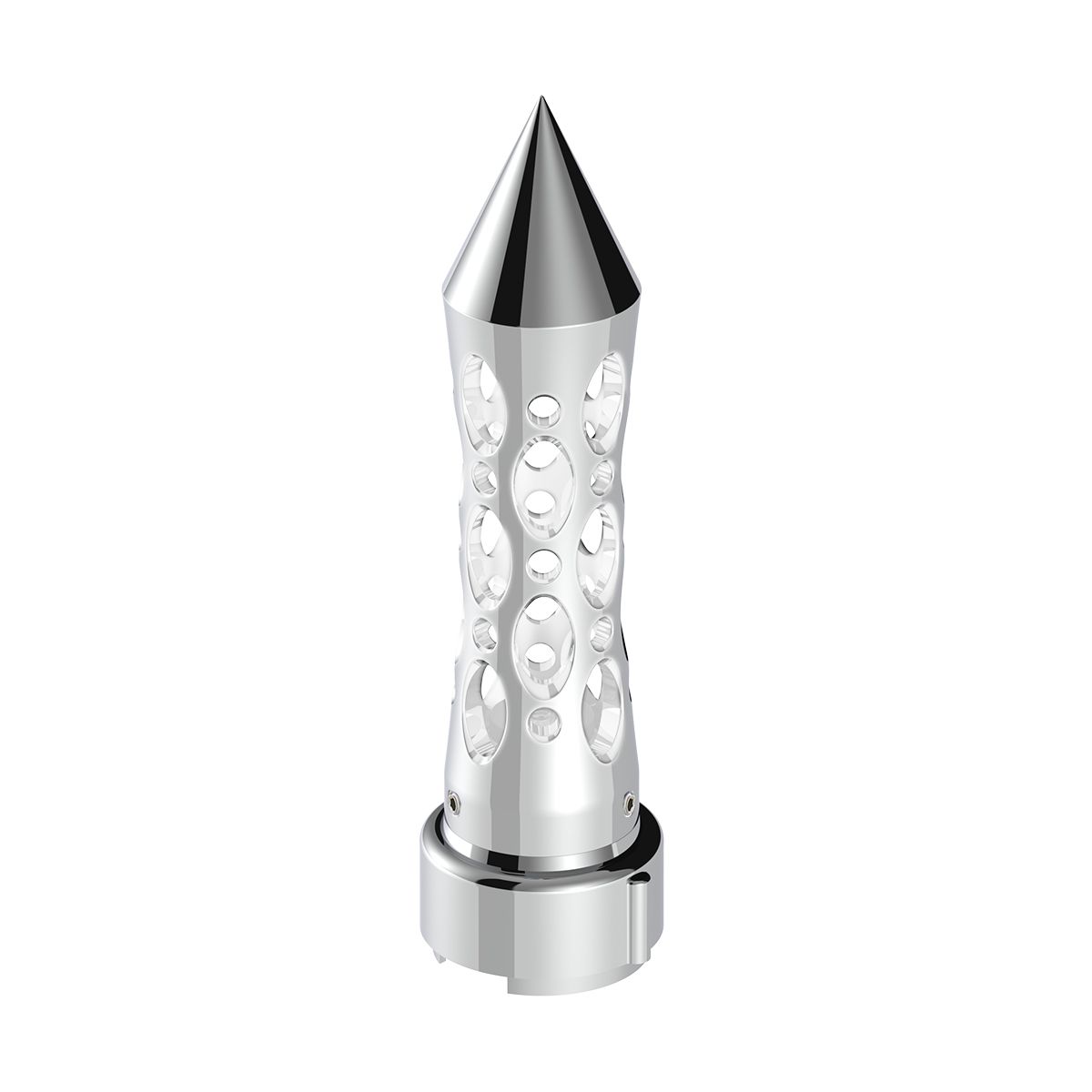 Thread-On Daytona Style Spike Gearshift Knob With LED 9/10 Speed Adapter - Chrome/White LED