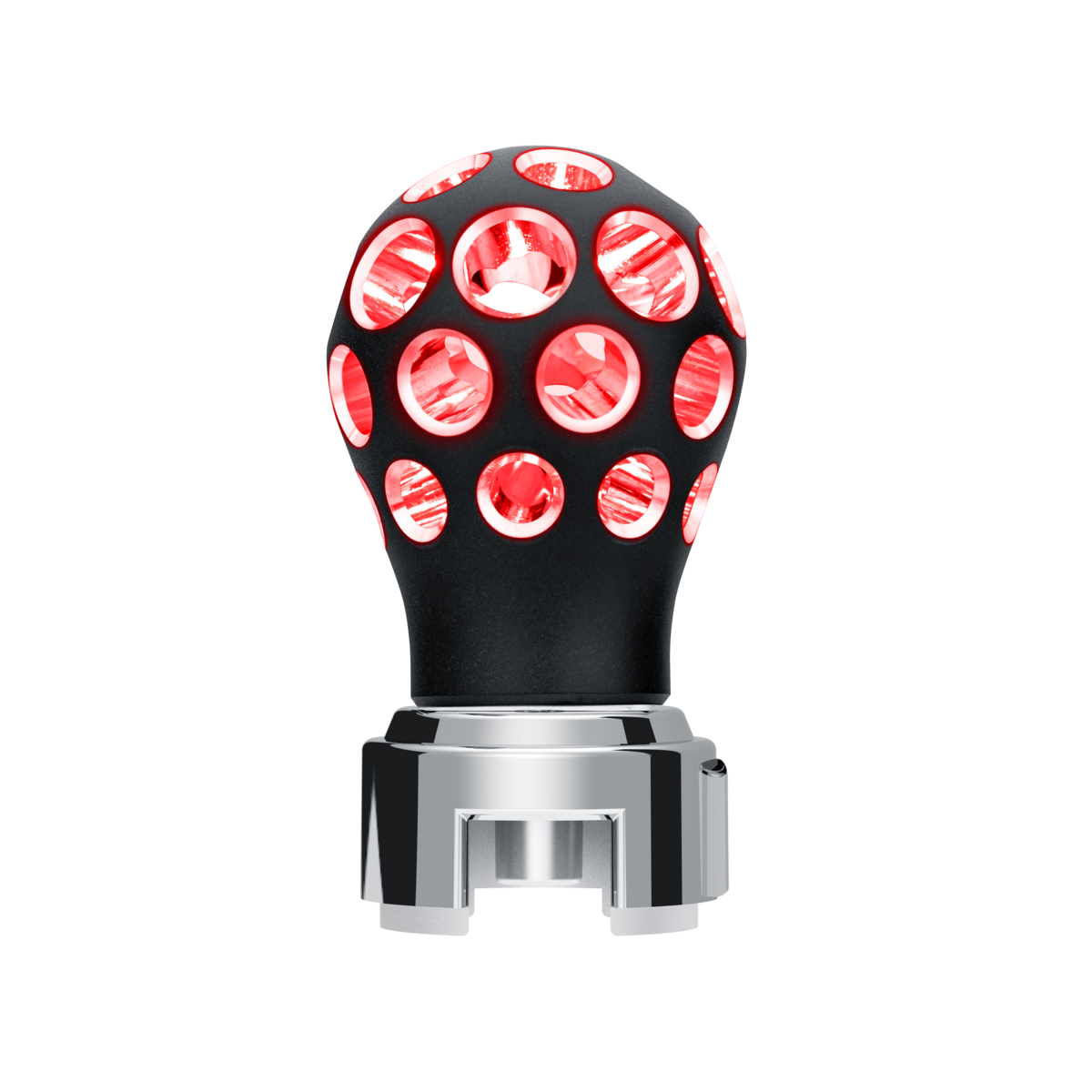 Thread-On Matte Black Phoenix Style Ball Gearshift Knob With LED 13/15/18 Speed Adapter-Red LED