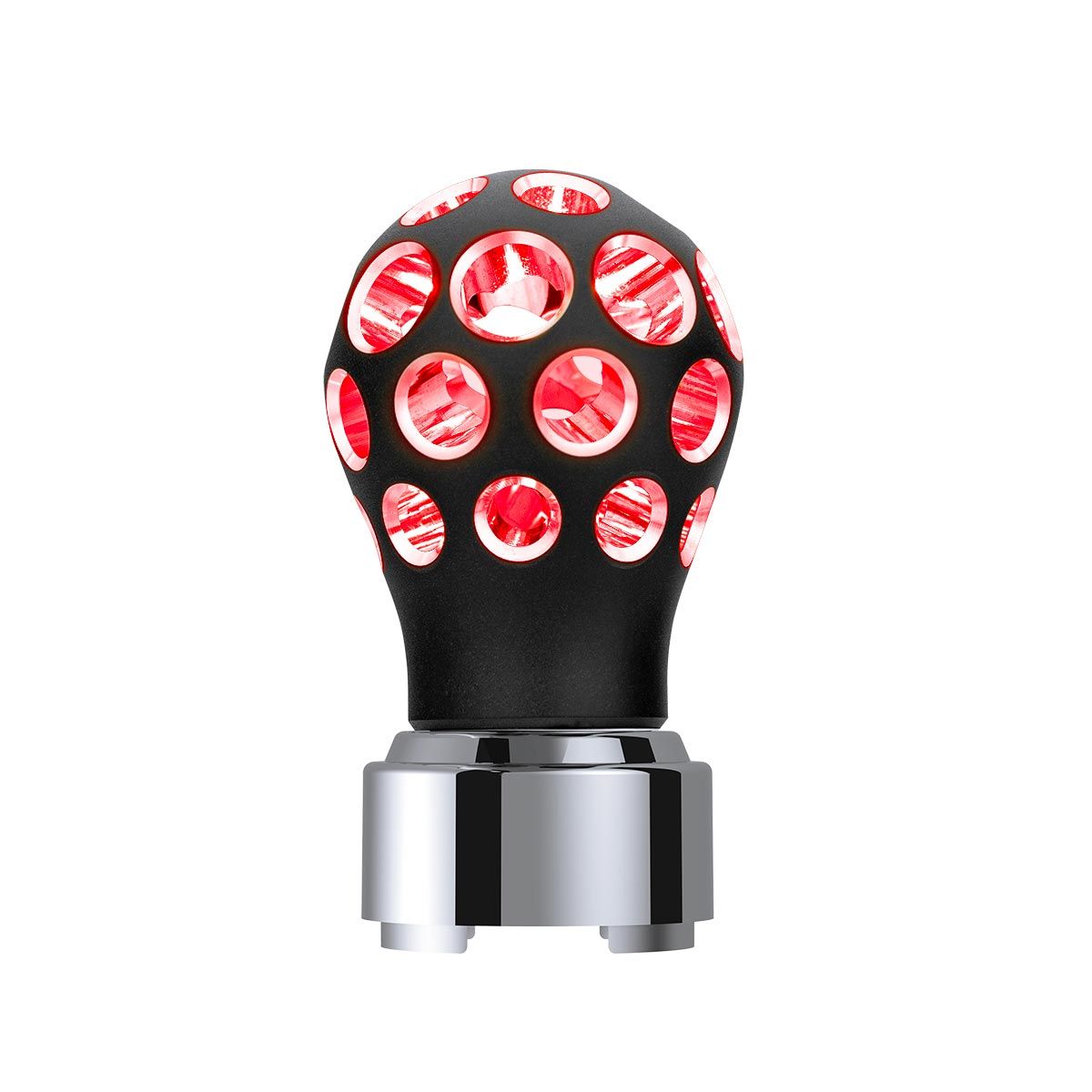 Thread-On Matte Black Phoenix Style Ball Gearshift Knob With LED 9/10 Speed Adapter-Red LED