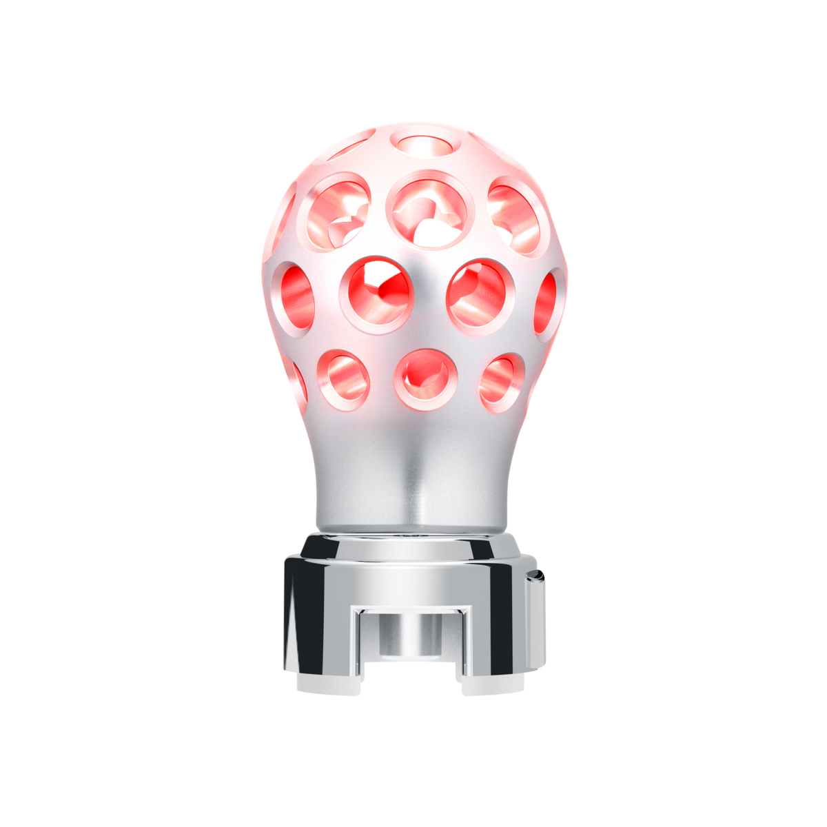 Thread-On Annodized Phoenix Style Ball Gearshift Knob With LED 13/15/18 Speed Adapter-Red LED