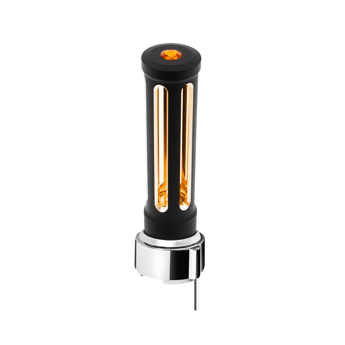 Thread-On Matte Black Sonoma Style Gearshift Knob With LED 9/10 Speed Adapter-Amber Crystal/Amber LE
