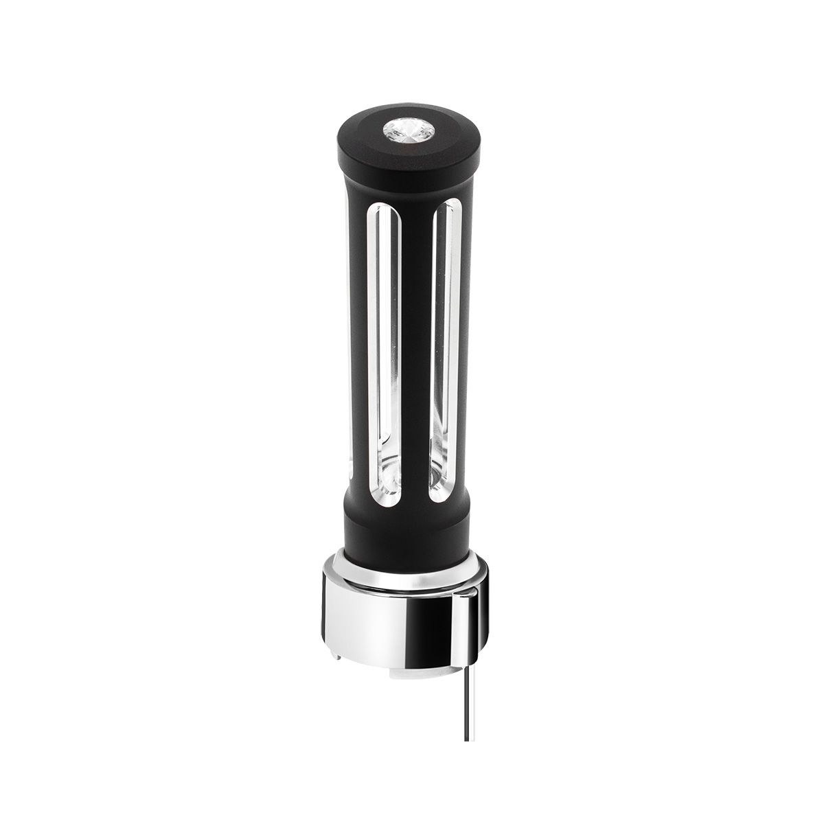 Thread-On Matte Black Sonoma Style Gearshift Knob With LED 9/10 Speed Adapter-Clear Crystal/White LE