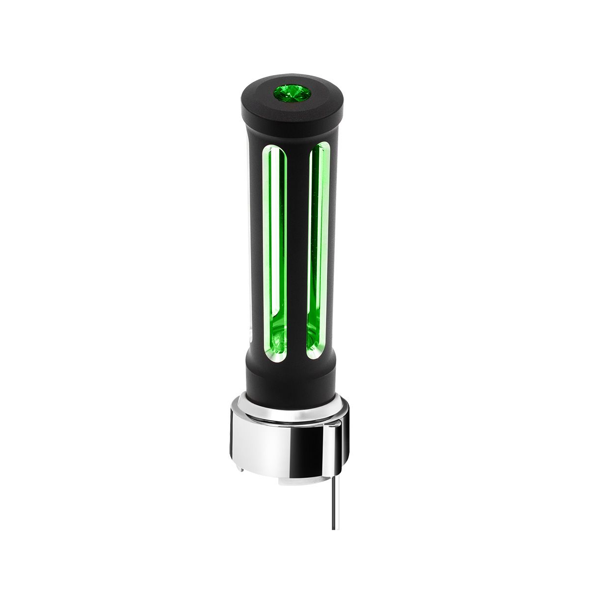 Thread-On Matte Black Sonoma Style Gearshift Knob With LED 9/10 Speed Adapter-Dark Green Crystal/Gre