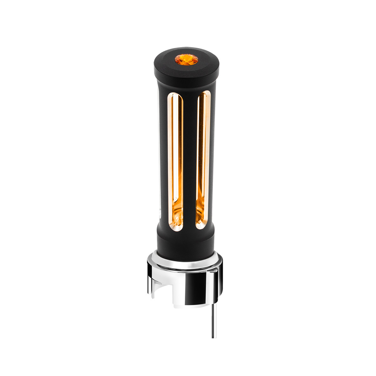Thread-On Matte Black Sonoma Style Gearshift Knob With LED 13/15/18 Speed Adapter-Amber Crystal/Ambe