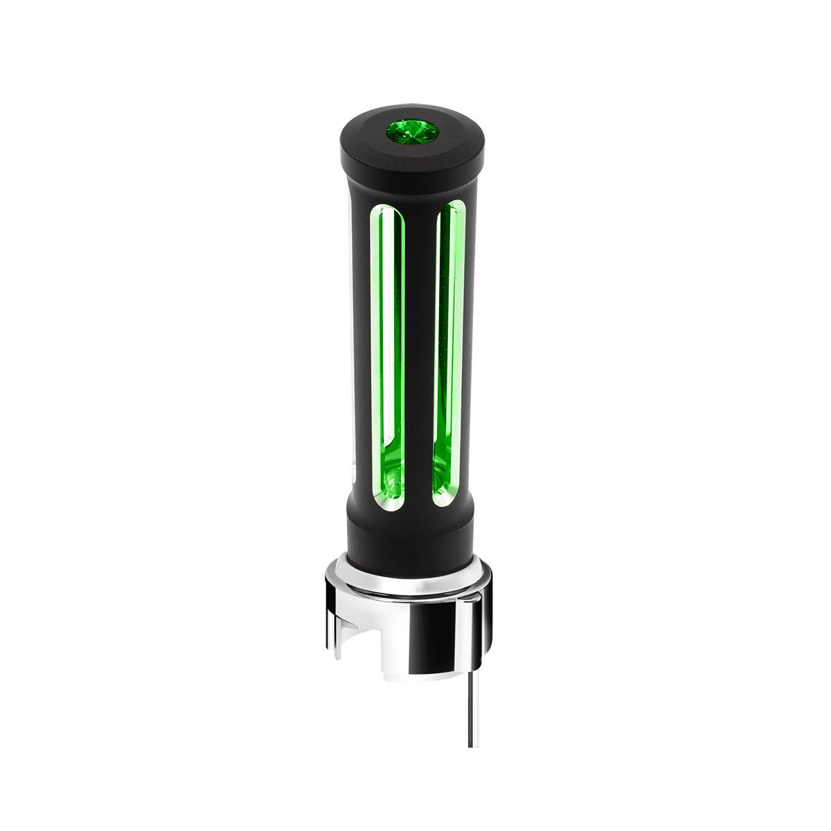 Thread-On Matte Black Sonoma Style Gearshift Knob With LED 13/15/18 Speed Adapter-Dark Green Crystal