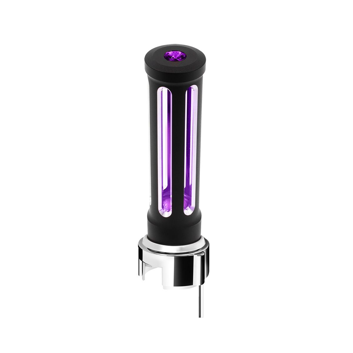 Thread-On Matte Black Sonoma Style Gearshift Knob With LED 13/15/18 Speed Adapter-Purple Crystal/Pur