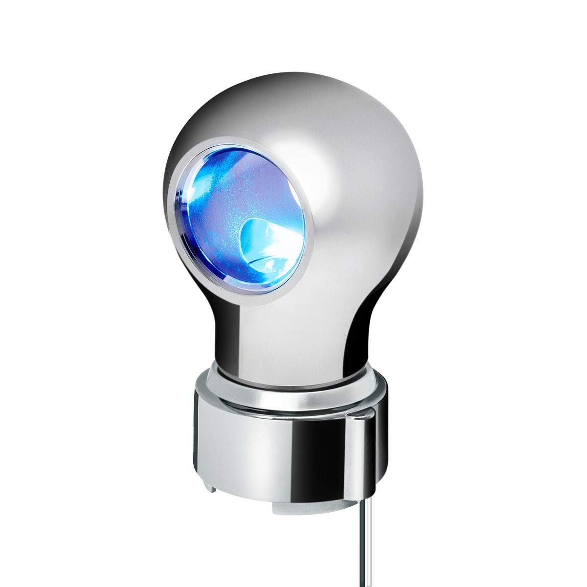 Thread-On Chrome Charlotte Style Gearshift Knob With LED 9/10 Speed Adapter-Blue LED