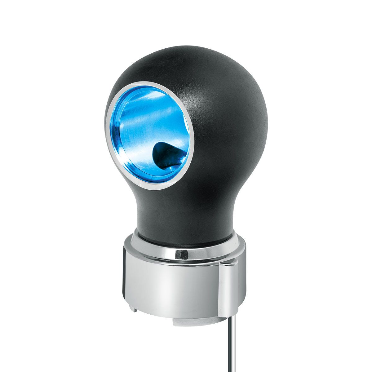 Thread-On Matte Black Charlotte Style Gearshift Knob With LED 9/10 Speed Adapter-Blue LED