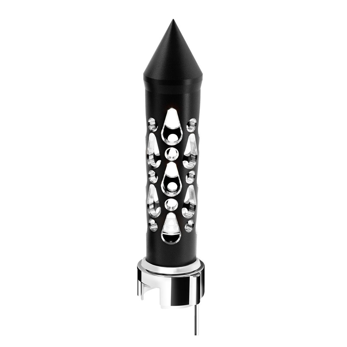 Thread-On Brooklyn Style Spike Gearshift Knob With LED 13/15/18 Speed Adapter-Matte Black/White LED