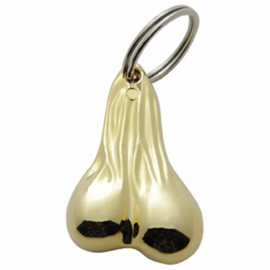 2-1/2" Small Die-Cast Low-Hanging Balls Novelty Keychain - Gold (Bulk)
