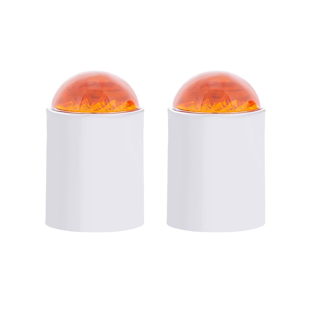 Dome Lens Bumper Guide Top With Chrome Base - Amber (2-Pack)