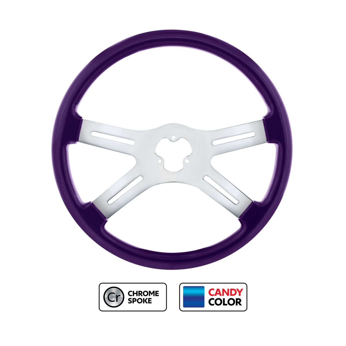 18" Candy Color 4 Spoke Steering Wheel - Candy Purple