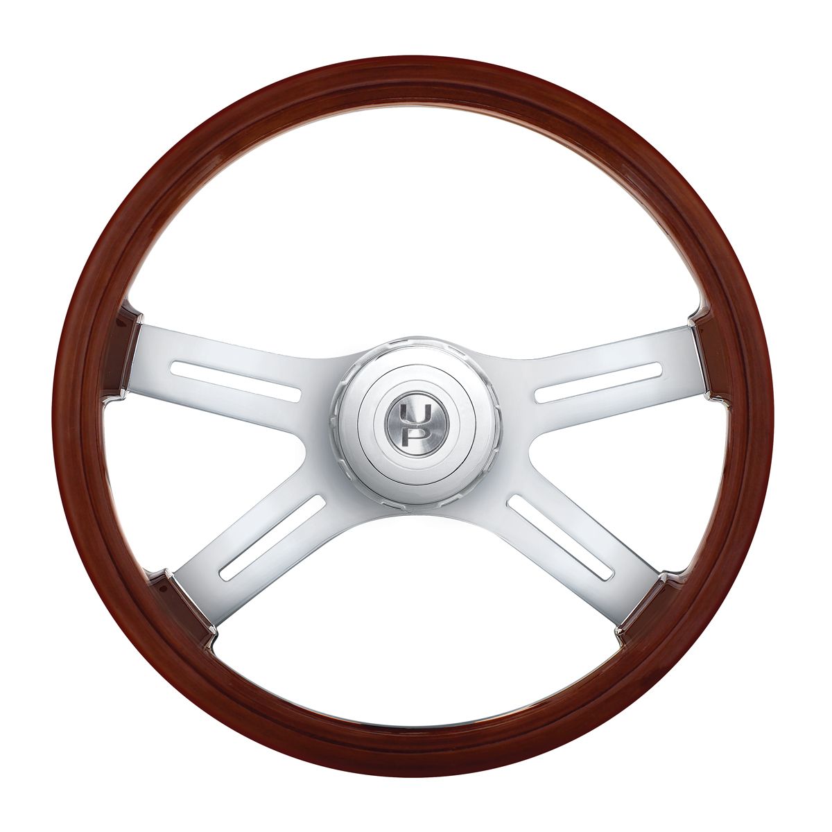 18" Chrome 4 Spoke Steering Wheel With Hub & Horn Button Kit For Peterbilt (1998-2005) & Kenworth (2