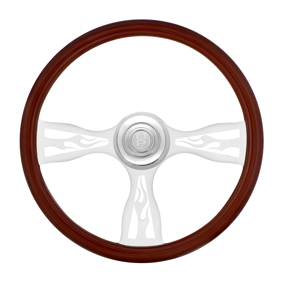 18" Chrome Flame Steering Wheel With Chrome Horn Bezel And Horn Button