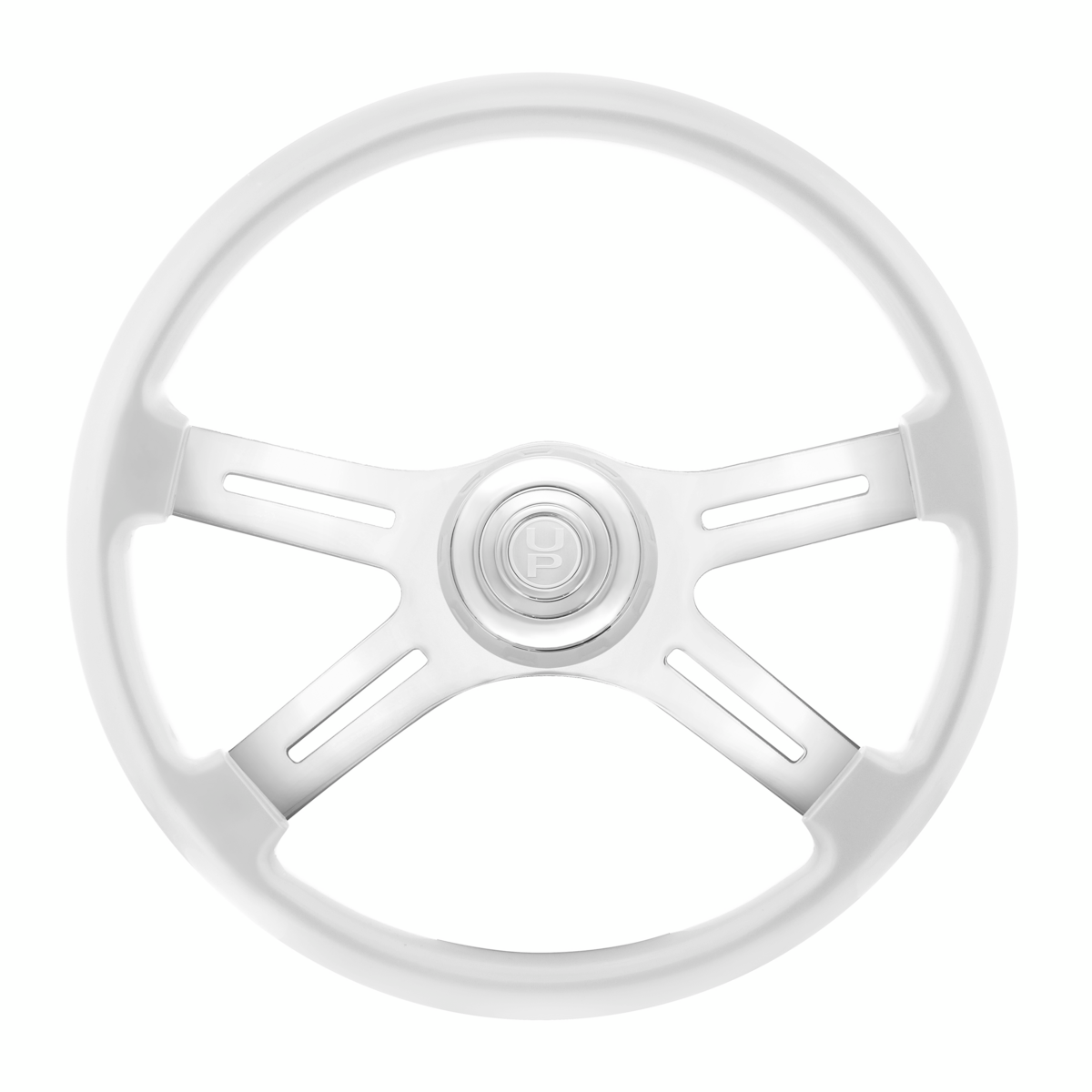 18" Candy Color 4 Spoke Steering Wheel With Chrome Horn Bezel And Horn Button-Pearl White