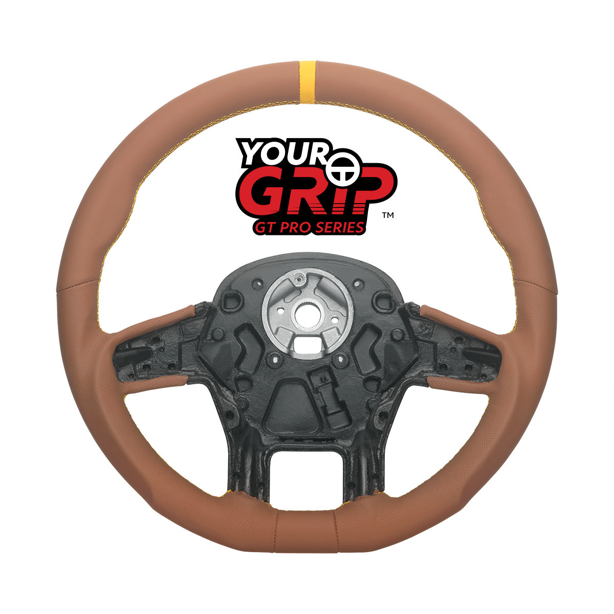 18" YourGrip GT PRO Leather Steering Wheel For 2012-2021 Peterbilt 579 & 2013-2021 Kenworth T680-Bro