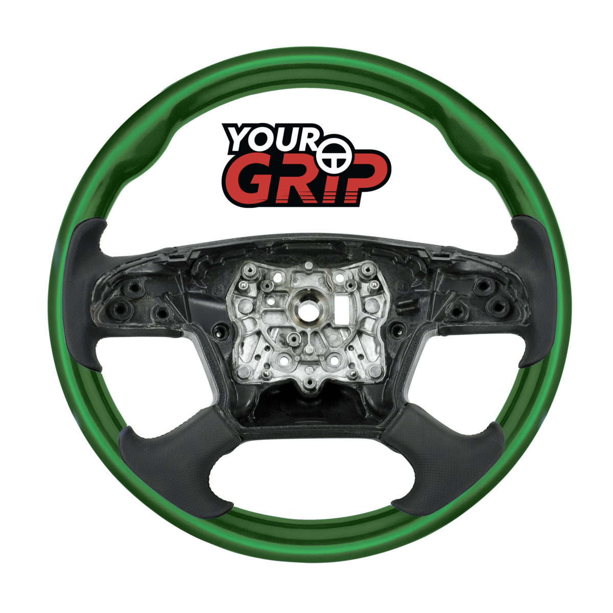 18" YourGrip Wood Candy Color Steering Wheel For 2018-2026 Freightliner Cascadia-Emerald Green