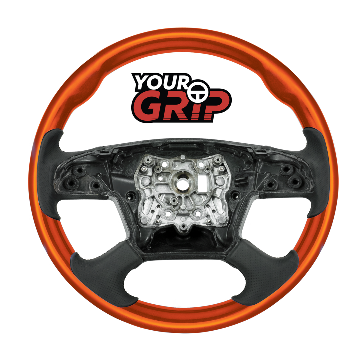 18" YourGrip Wood Candy Color Steering Wheel For 2018-2026 Freightliner Cascadia-Cadmium Orange