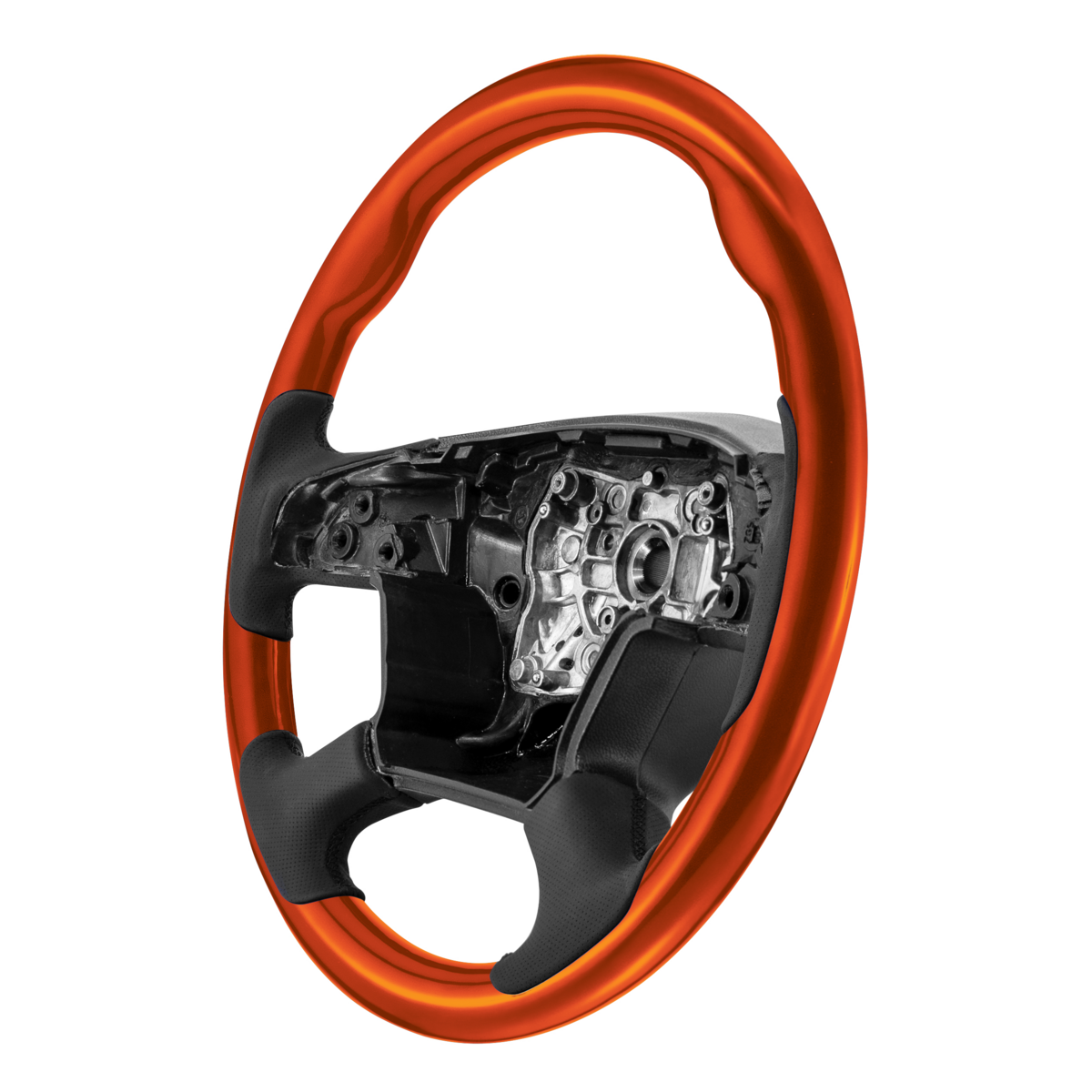 18" YourGrip Wood Candy Color Steering Wheel For 2018-2026 Freightliner Cascadia-Cadmium Orange