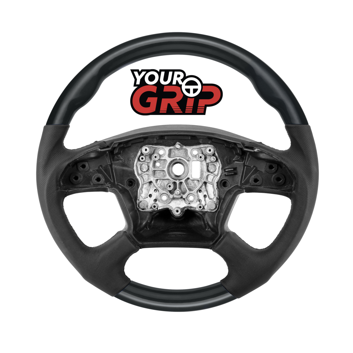 18" YourGrip Leather & Wood Candy Color Steering Wheel For 2018-2026 Freightliner Cascadia-Glossy Bl