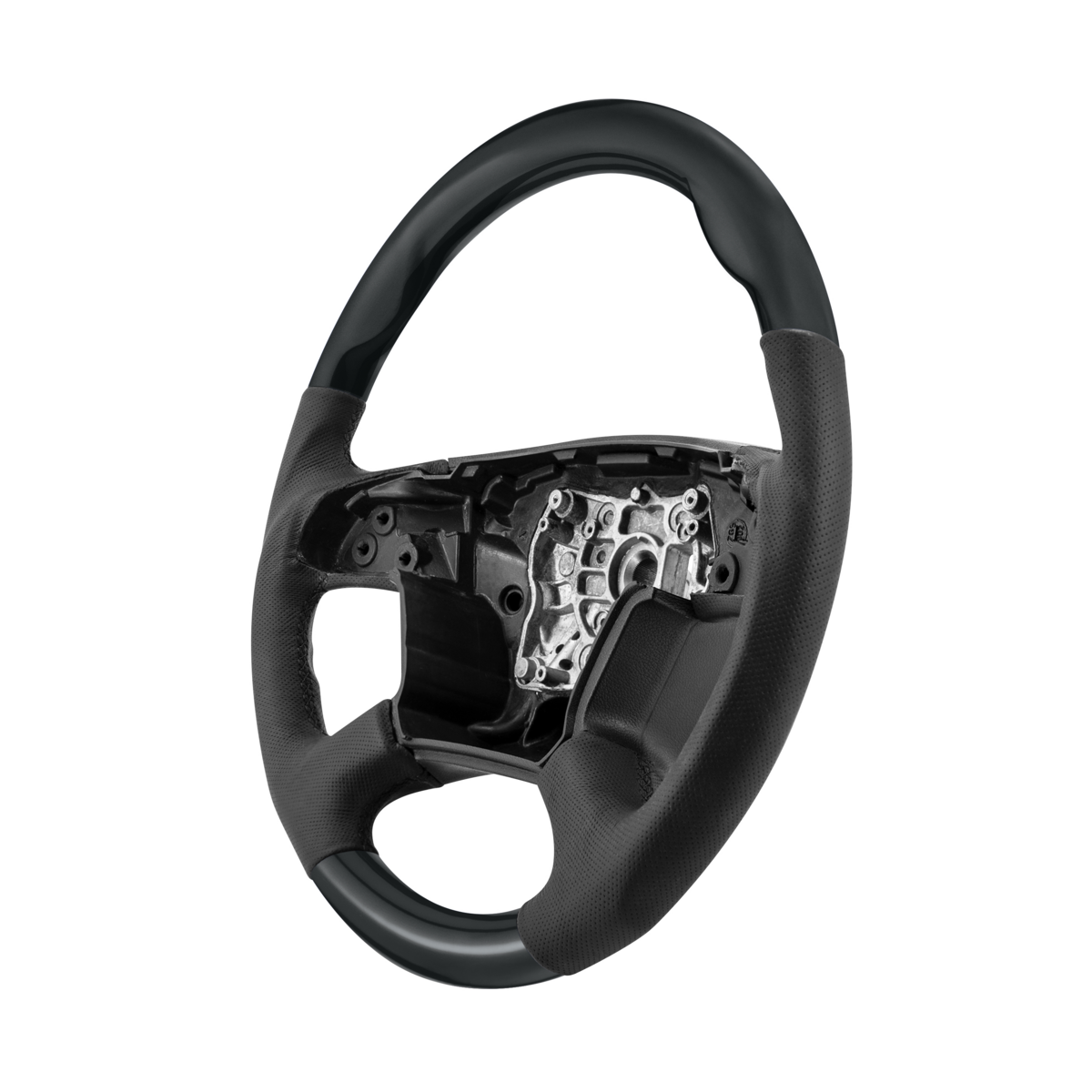 18" YourGrip Leather & Wood Candy Color Steering Wheel For 2018-2026 Freightliner Cascadia-Glossy Bl