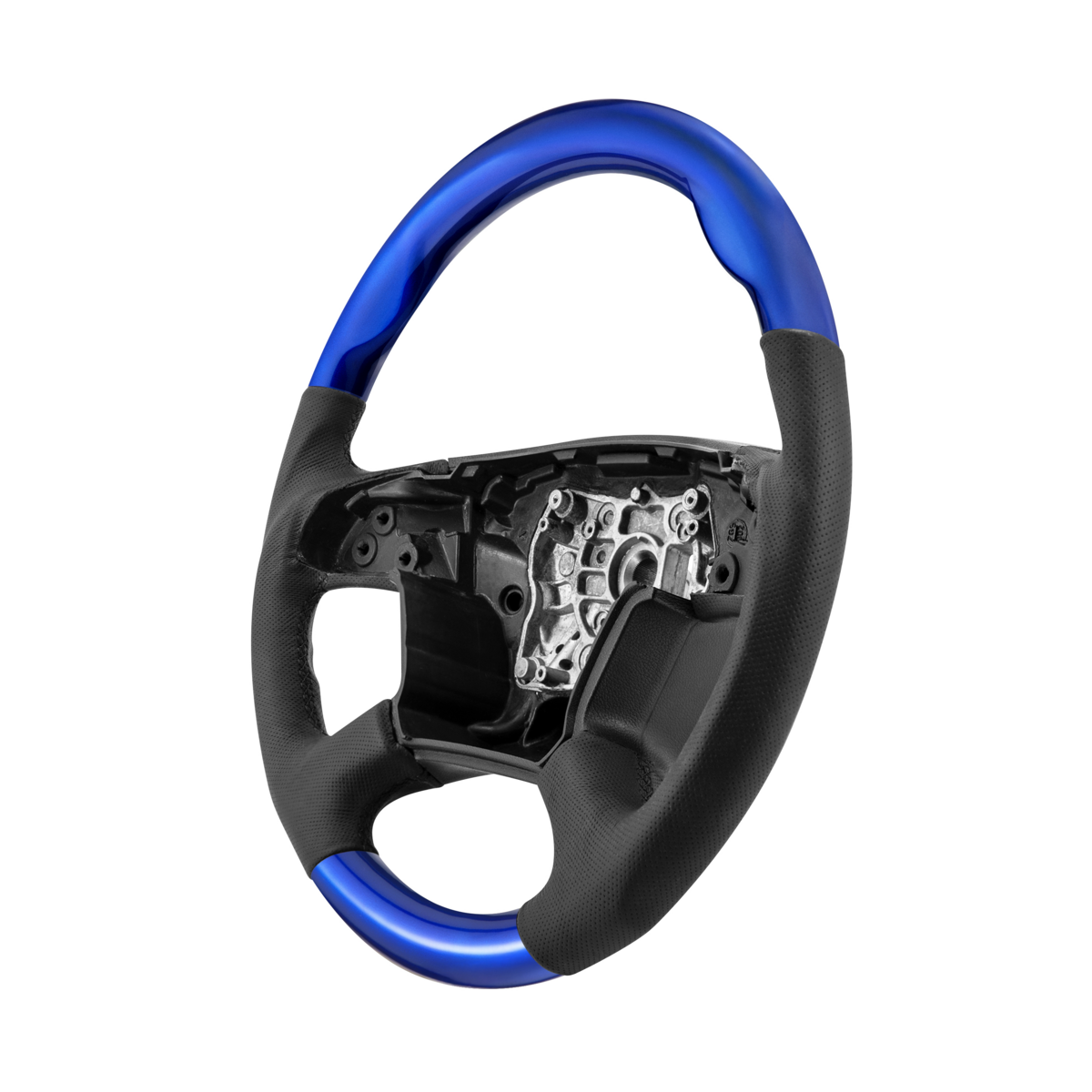 18" YourGrip Leather & Wood Candy Color Steering Wheel For 2018-2026 Freightliner Cascadia-Indigo Bl