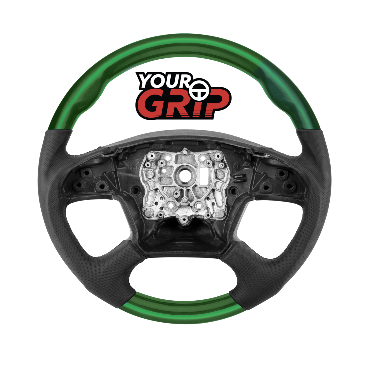 18" YourGrip Leather & Wood Candy Color Steering Wheel For 2018-2026 Freightliner Cascadia-Emerald G