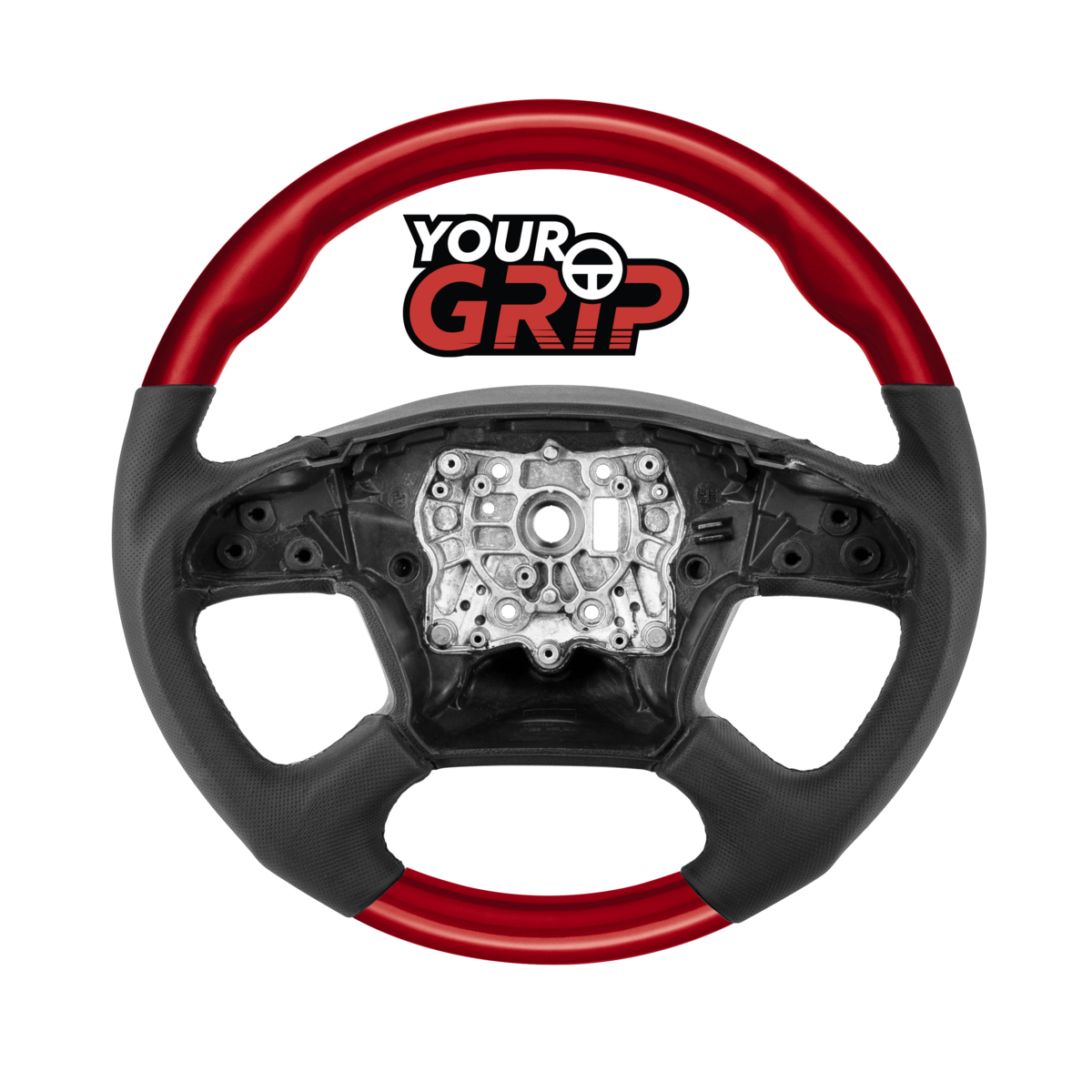 18" YourGrip Leather & Wood Candy Color Steering Wheel For 2018-2026 Freightliner Cascadia-Candy Red