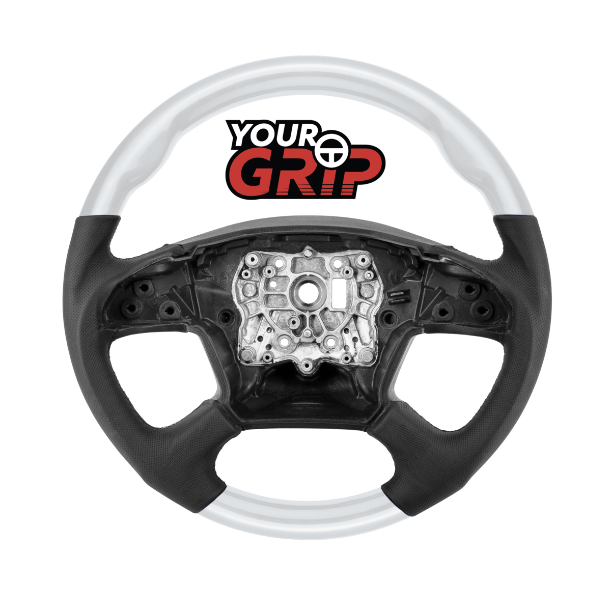 18" YourGrip Leather & Wood Candy Color Steering Wheel For 2018-2026 Freightliner Cascadia-Pearl Whi