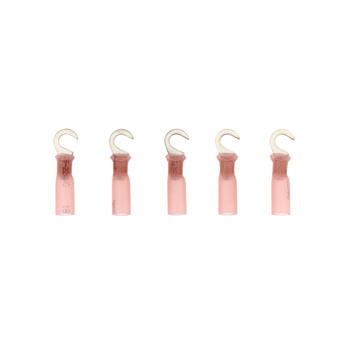 22-18 AWG #10 Stud CS Heat Shrink Hook Terminal - Red (5-Pack)