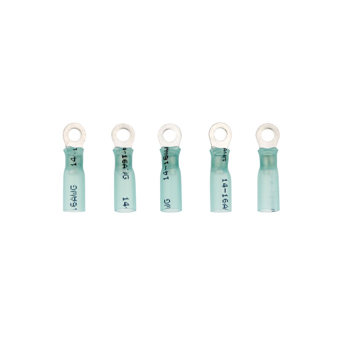 16-14 AWG #8 Stud CS Heat Shrink Ring Terminal - Blue (5-Pack)