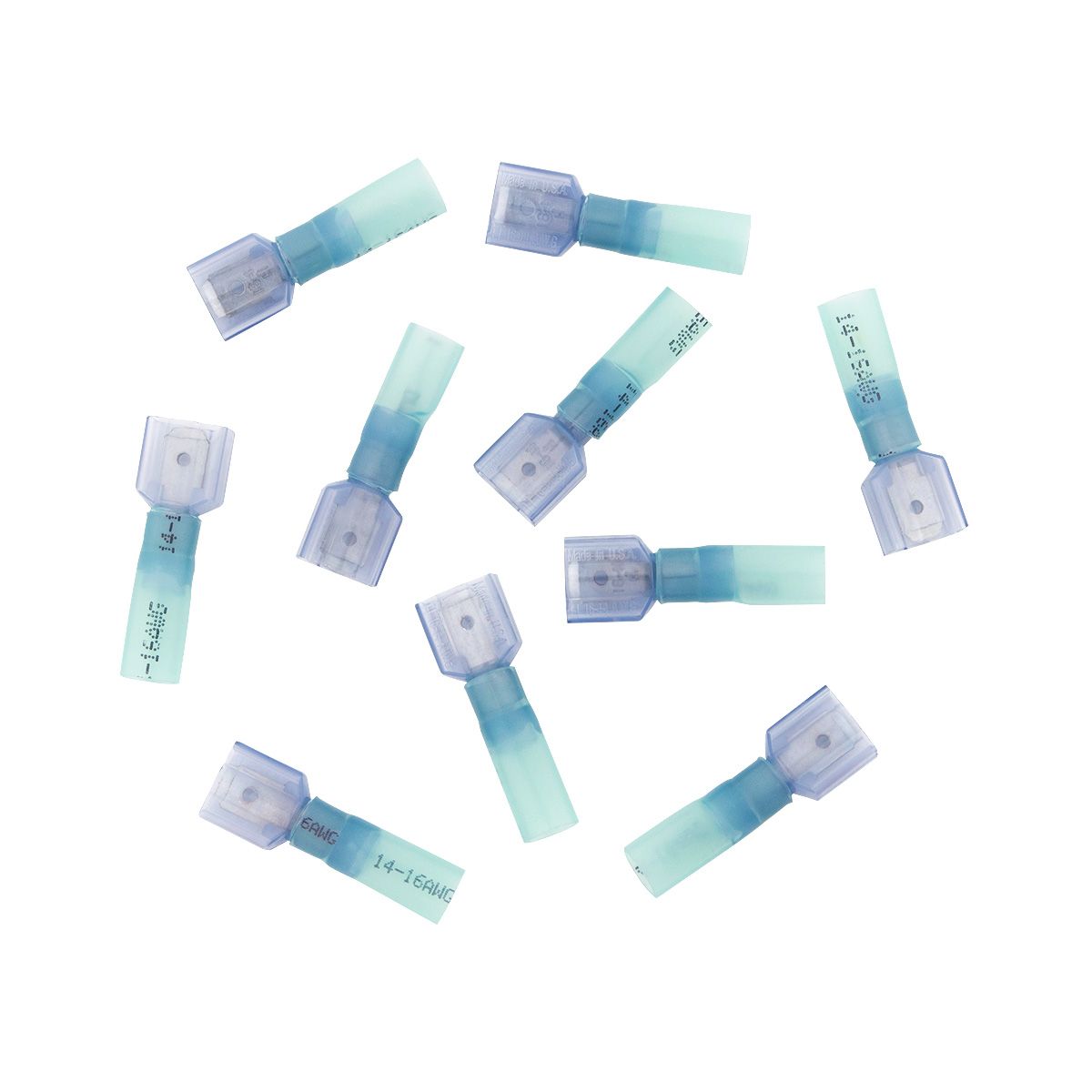 16-14 AWG .250 Tab CS Fully Insulated Heat Shrink M Disconnect - Blue (10-Pack)