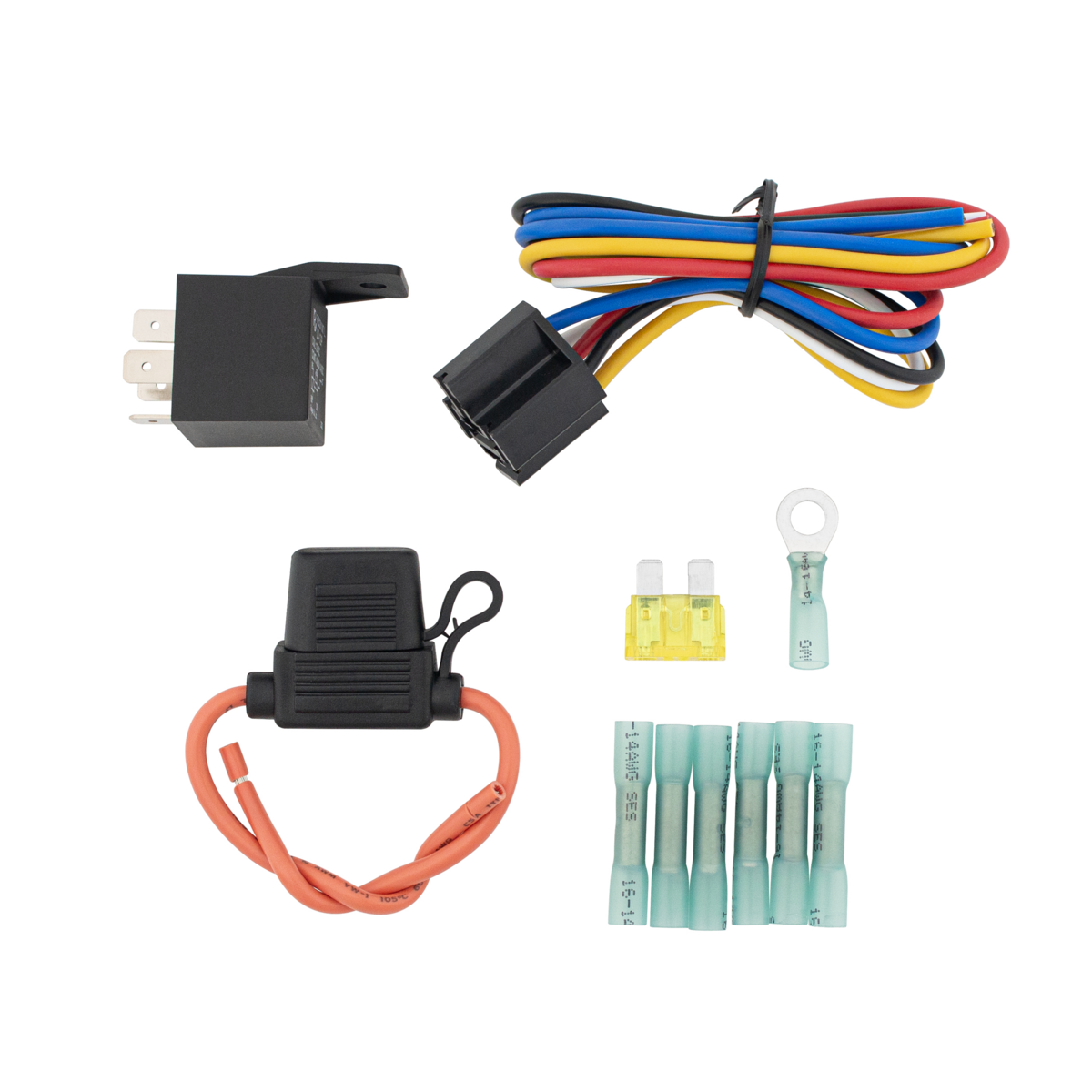 Relay Wiring Kit, W/ Fuse Holder & Hs Connectors 11 Pcs