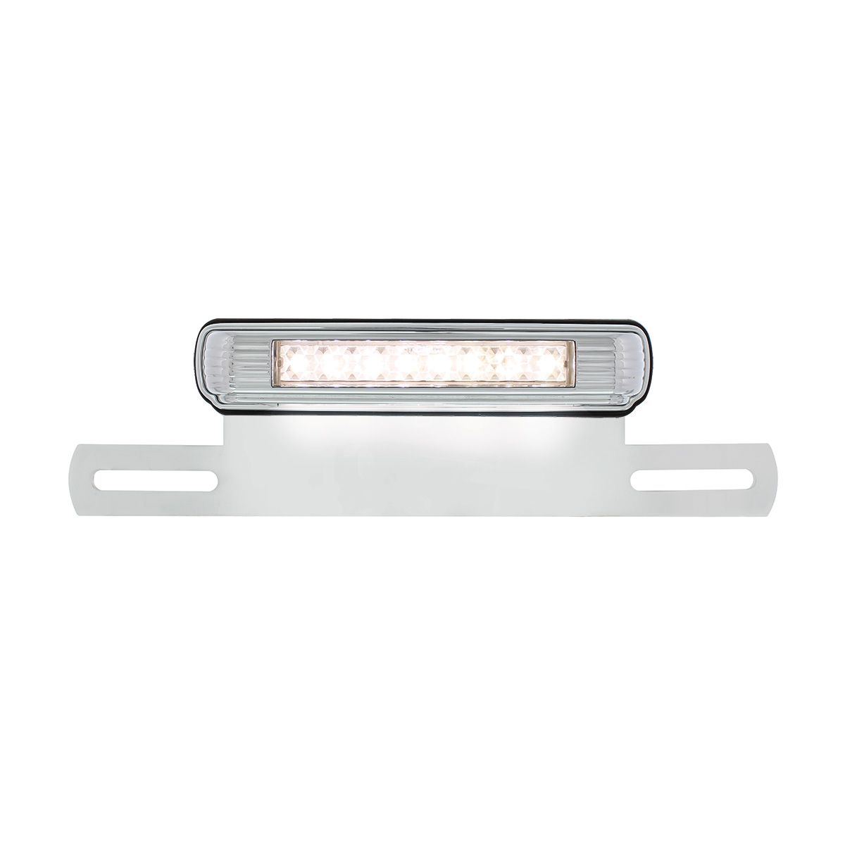 Chrome License Plate Light & Bracket With White LED Backup Light - White LED/Clears Lens