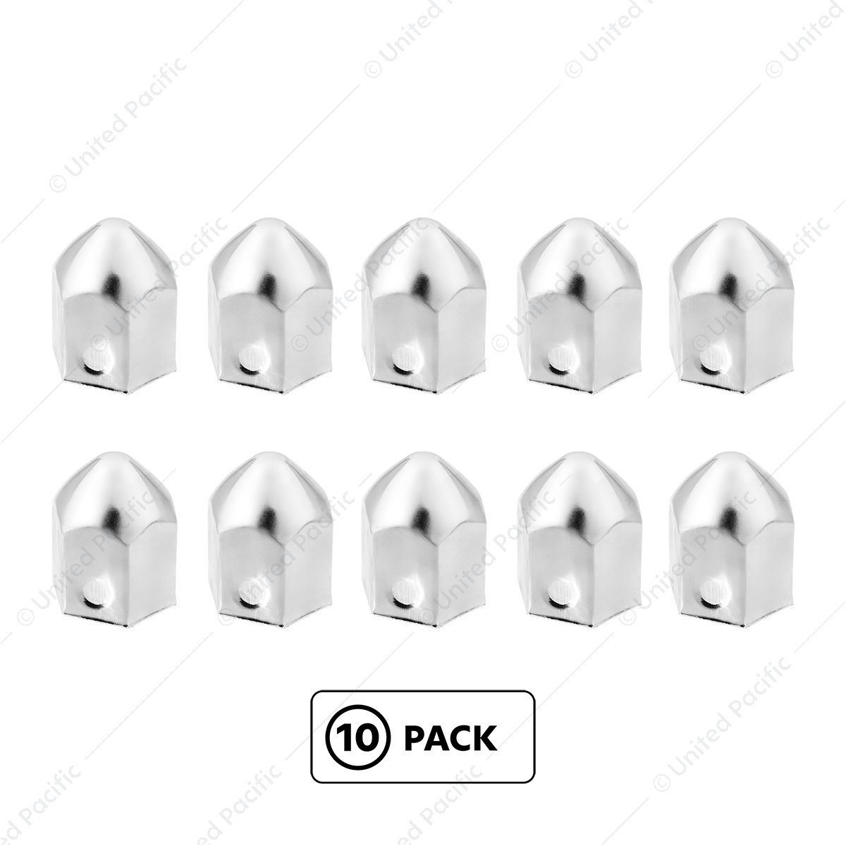 1-1/2" x 2-1/4" Chrome Steel Pointed Nut Covers (10-Pack)