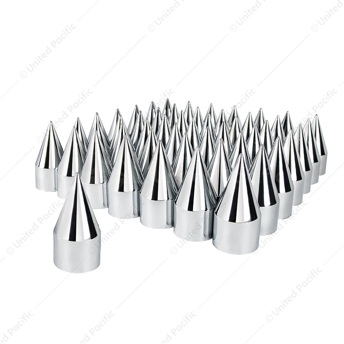 33mm X 4-1/8" Chrome Plastic Spike Nut Covers - Thread-On (60-Pack)