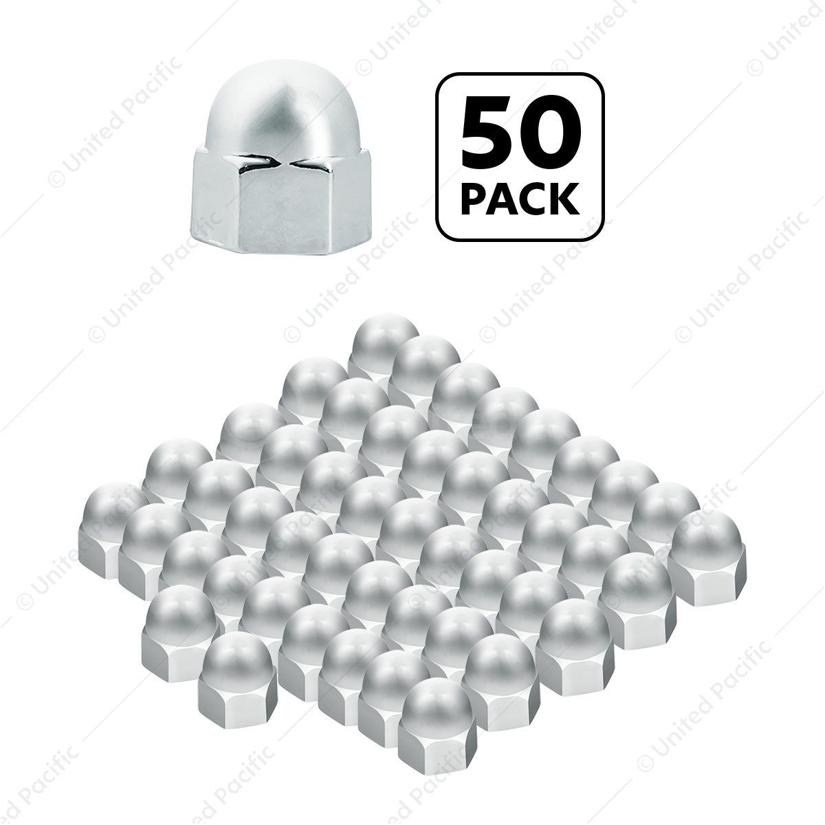 7/16" X 5/8" Chrome Die-Cast Acorn Nut Cover (50 pcs/Bag)